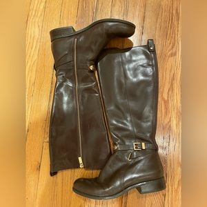 Pre Owned Michael Kors Brown Leather Riding Boots Size 9M